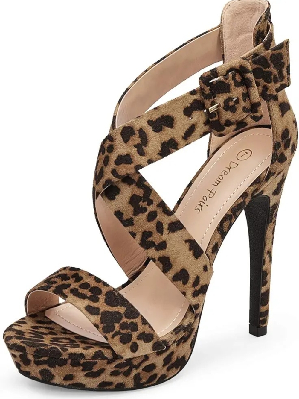 Dream Pairs Leopard Print Platform Stiletto Sandals - Brown/Black